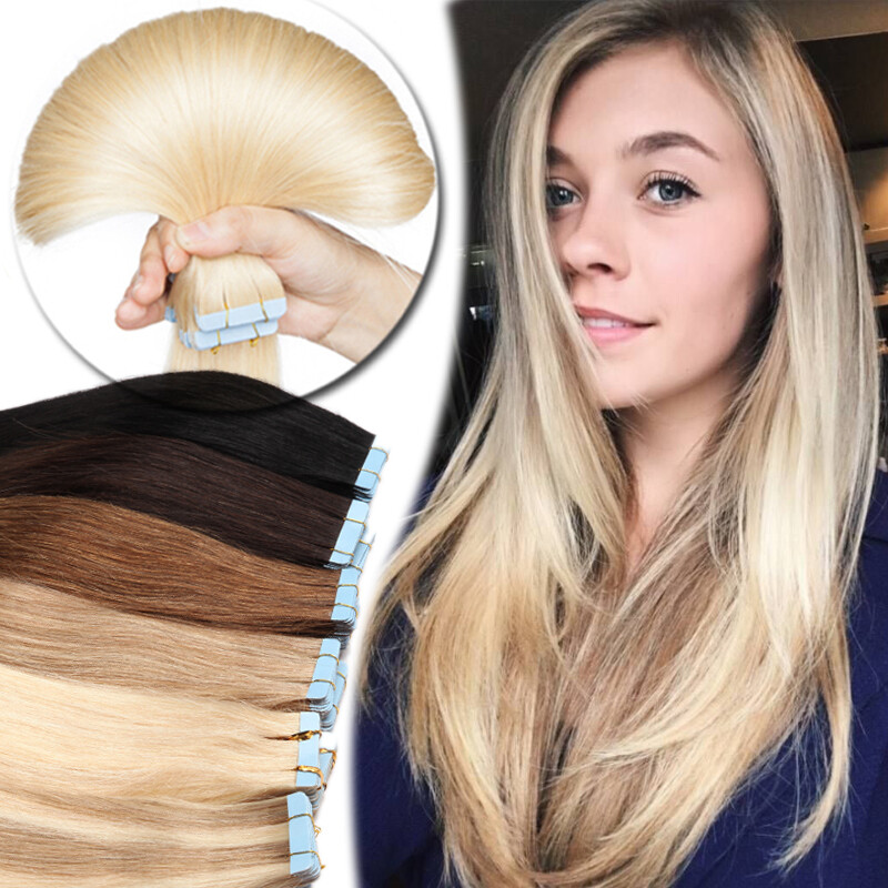 Deluxe 100% Remy Human Hair Tape in Extensions 80PCS Weft THICK Volume 200G US