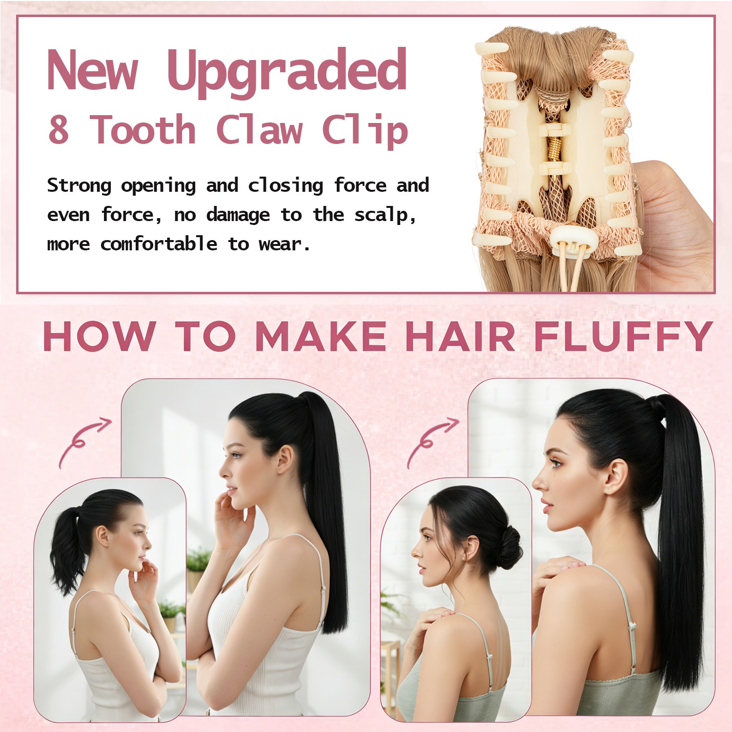 26″30″ Real Ponytail Claw Clip Hair Extension Pony Tail Thick Hairpiece As Human