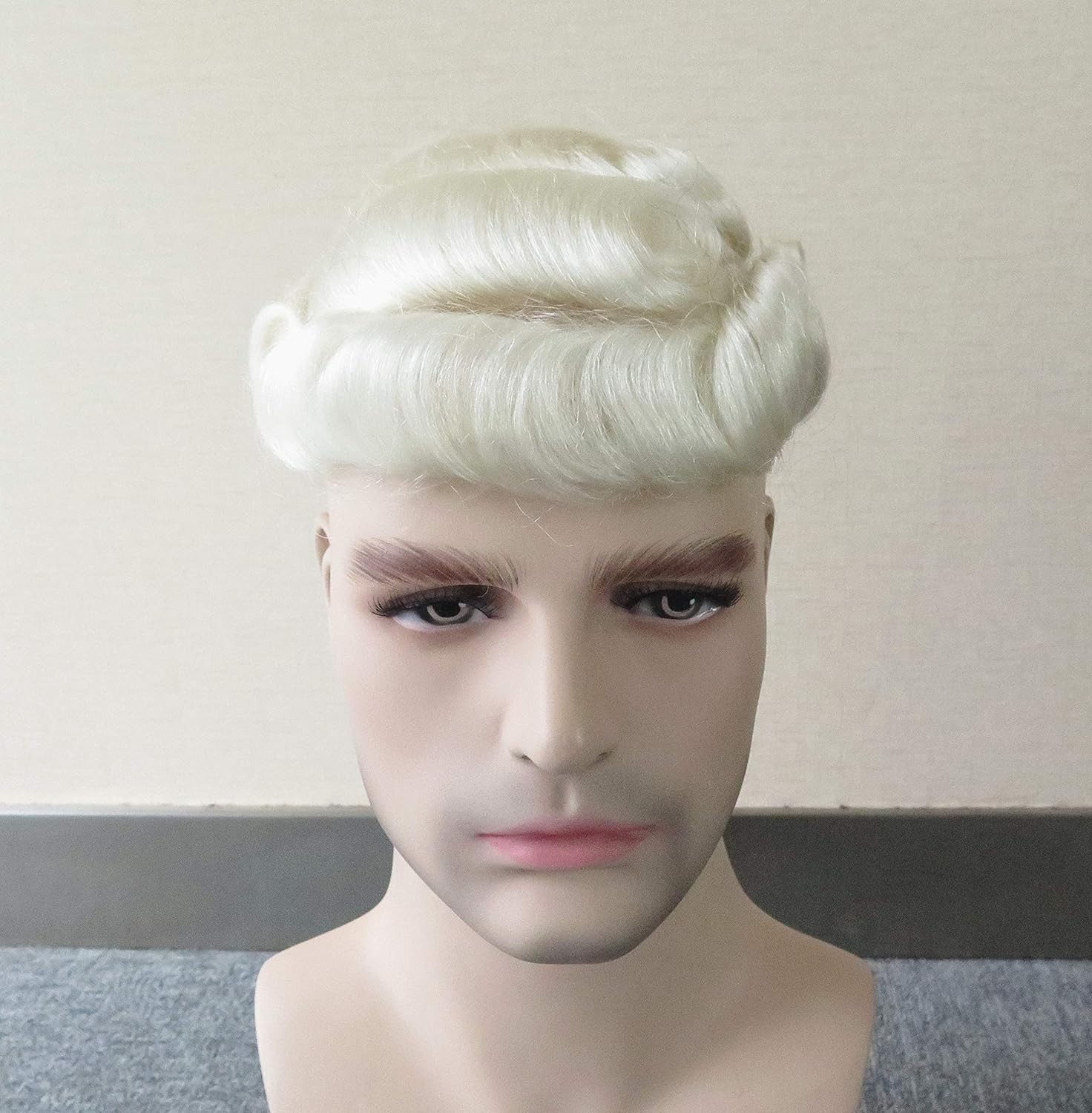 Toupee for Men Human Hair 0.03m Ultra Thin Skin V-Looped Real Grey Hairpiece 60R
