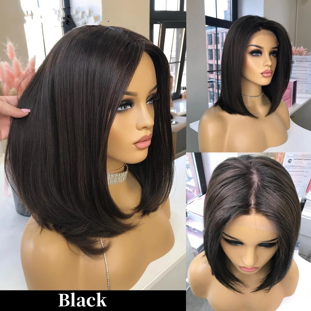 Short Bob Cut 100% Real Human Hair Wig 13X4 Lace Front Wig Pre Cut Wig