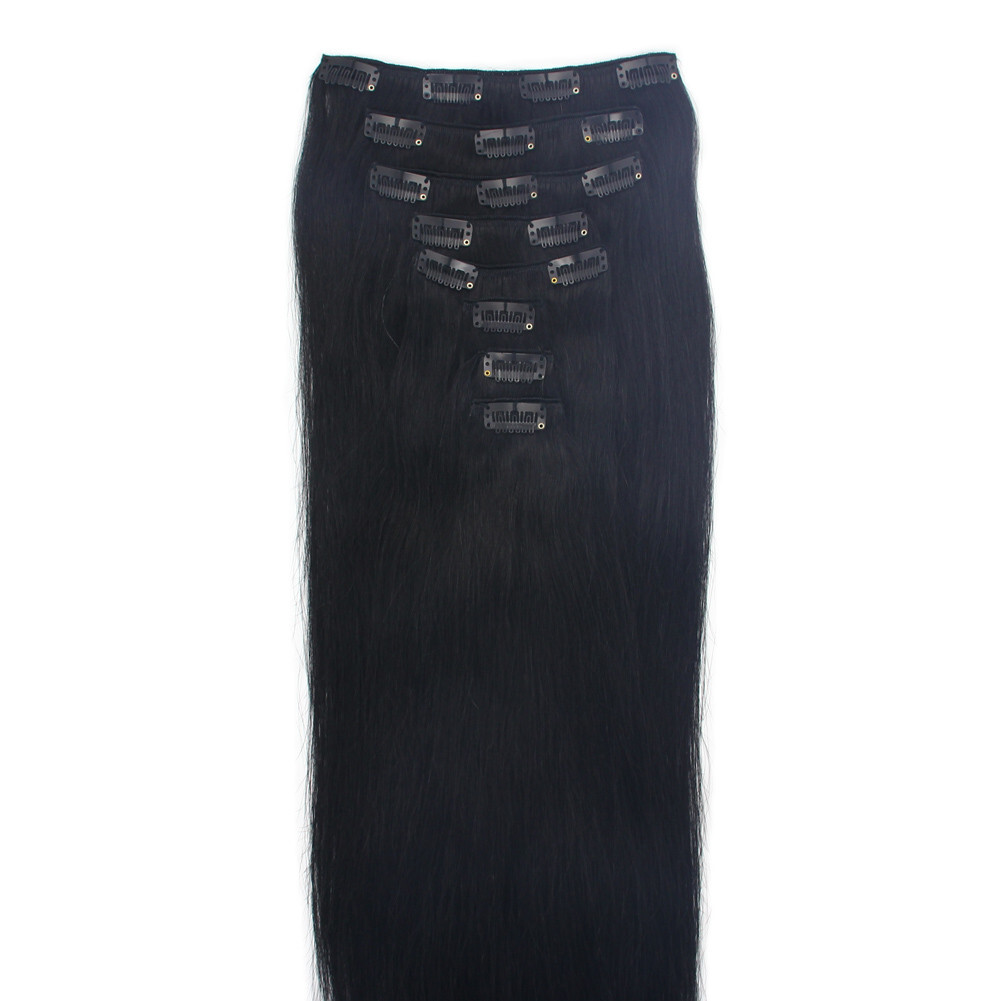 Clip in Hair Extensions Real Human Hair Durable Clip-on Sewn Wefts Hair 8pieces