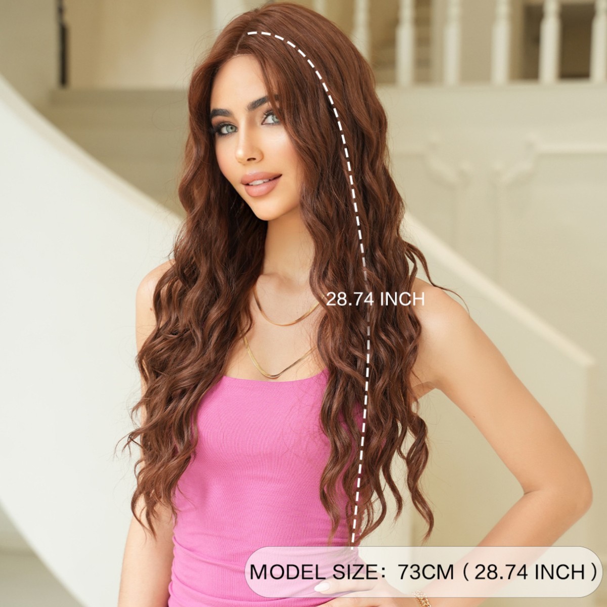 29in Burgundy Red Long Wavy Wig Heat Resistant Synthetic Full Cosplay Halloween