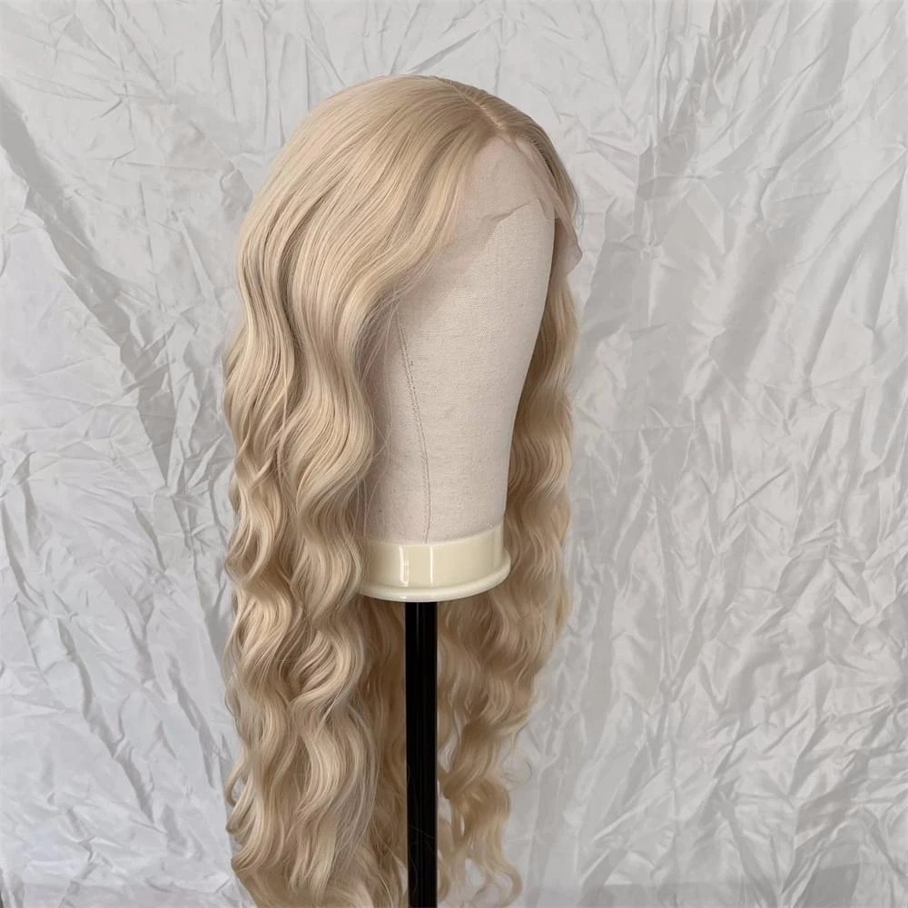 Layered Blonde Long Wavy Lace Frontal Wig Heat Resistant Hair Women
