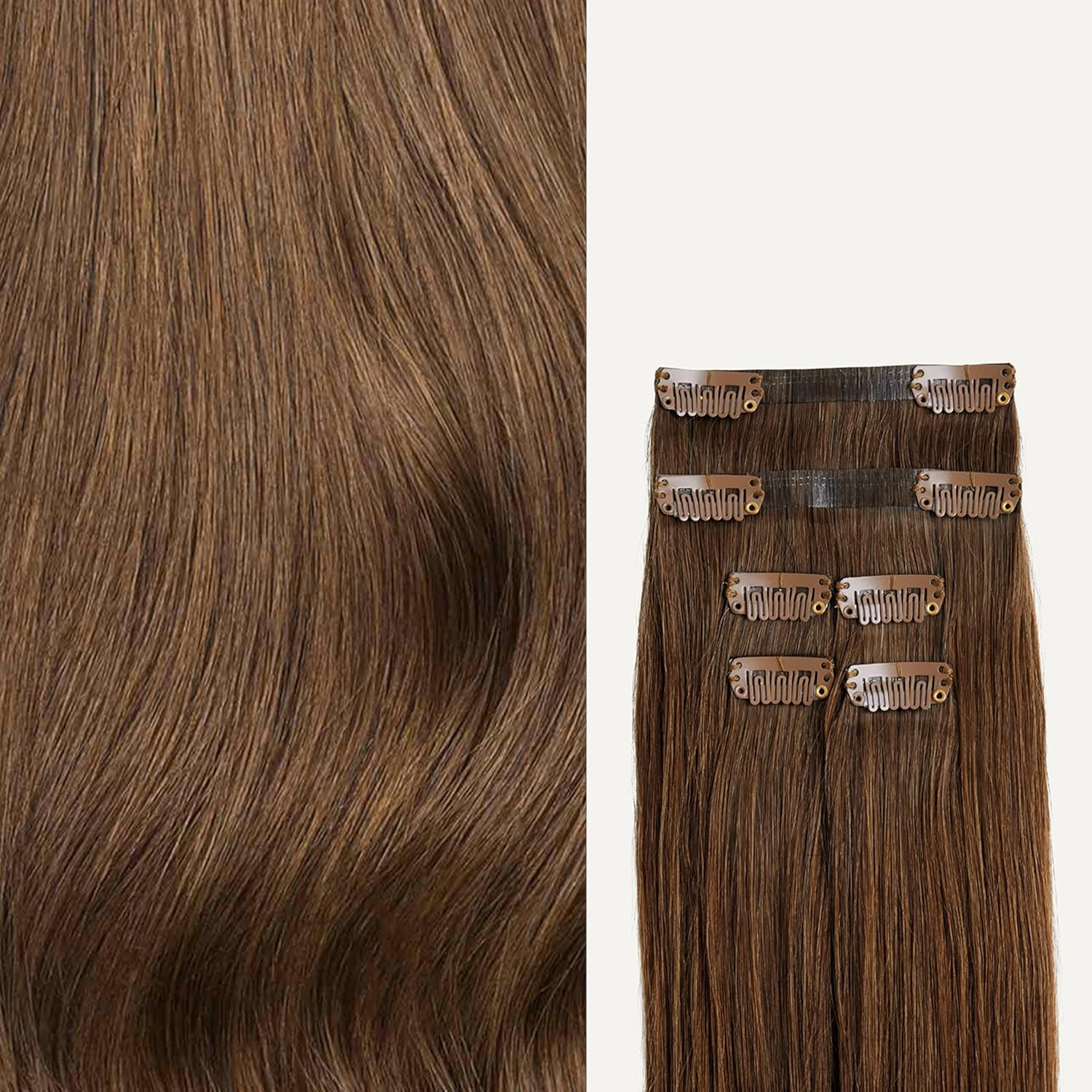12″ Remy Human Hair Extensions – Chestnut Brown for Thin Hair, 50g