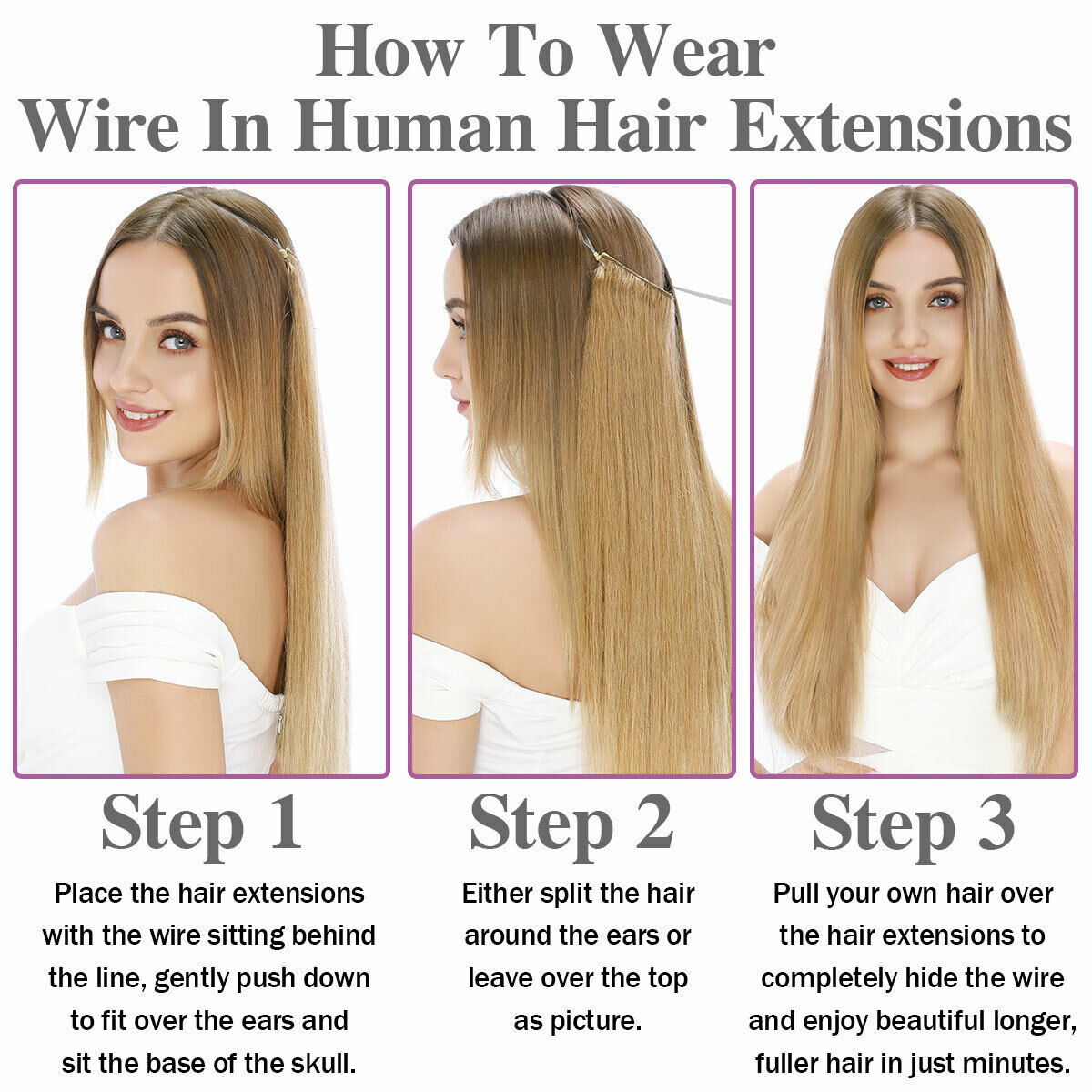 Russian AAAA+ Thick Wire In Remy Human Hair Extensions Hidden Headband One Piece