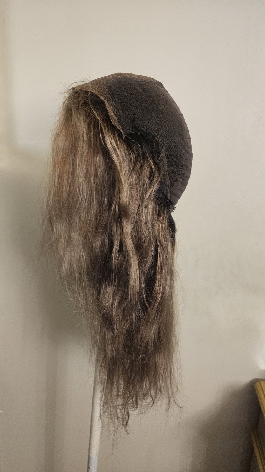 High Quality regular Top 22 to 24″ gray wavy 100% Virgin Human Hair Lace Wig