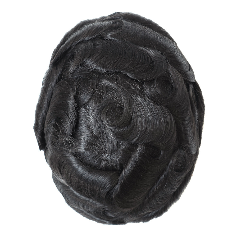 Mens Toupee Human Hair Super Thin Skin Replecement System Natural Hairpiece8X10