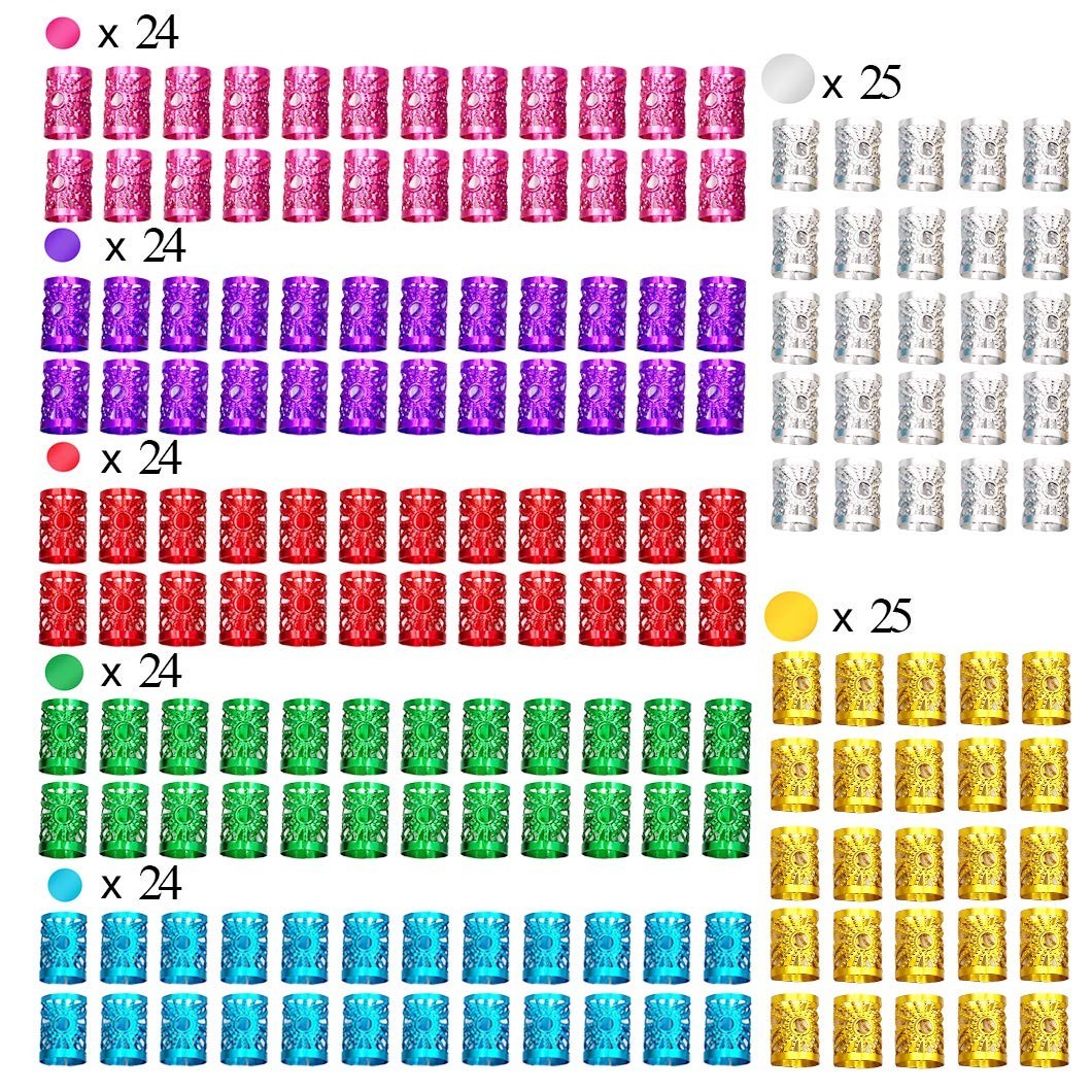 170 Pieces Dreadlocks Beads Multicolor Aluminum Dread Locks Metal Cuffs Hair …
