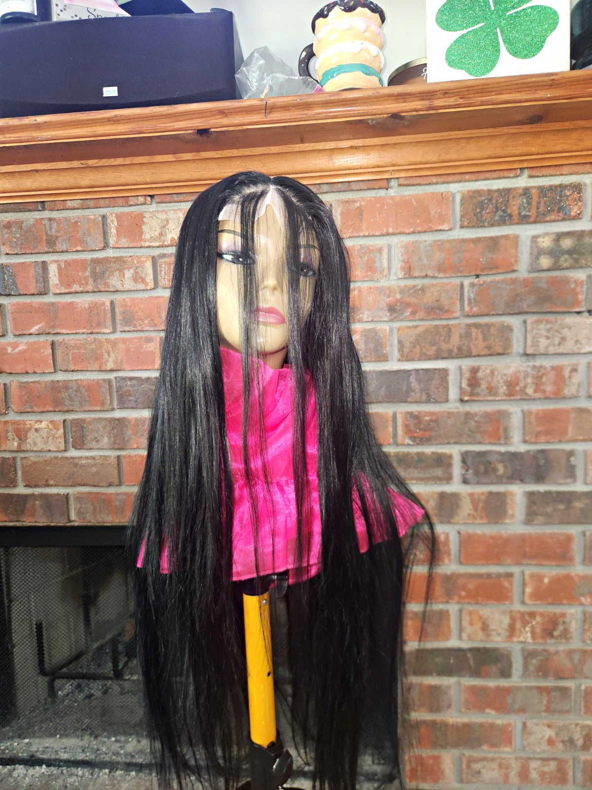 Lace Front Wig Straight Black/Purple Synthetic Free-Part 36 in Women