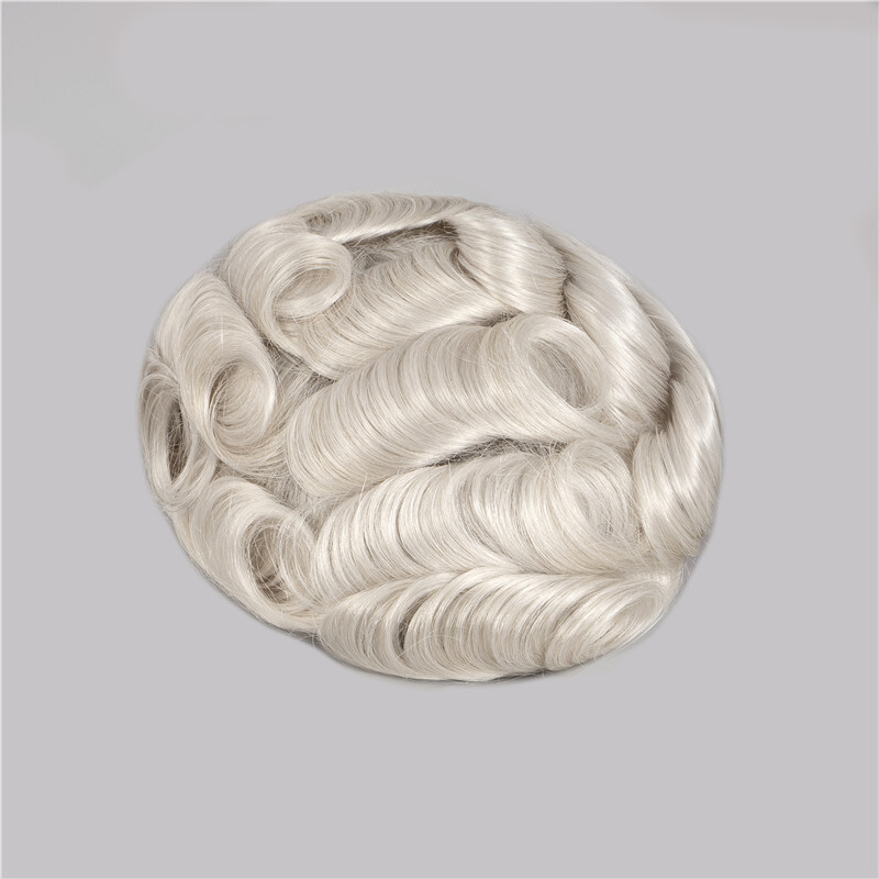 #60 Blond Toupee for Men 10x8inch Sight Wave Lace with PU Around Men’s Hairpiece