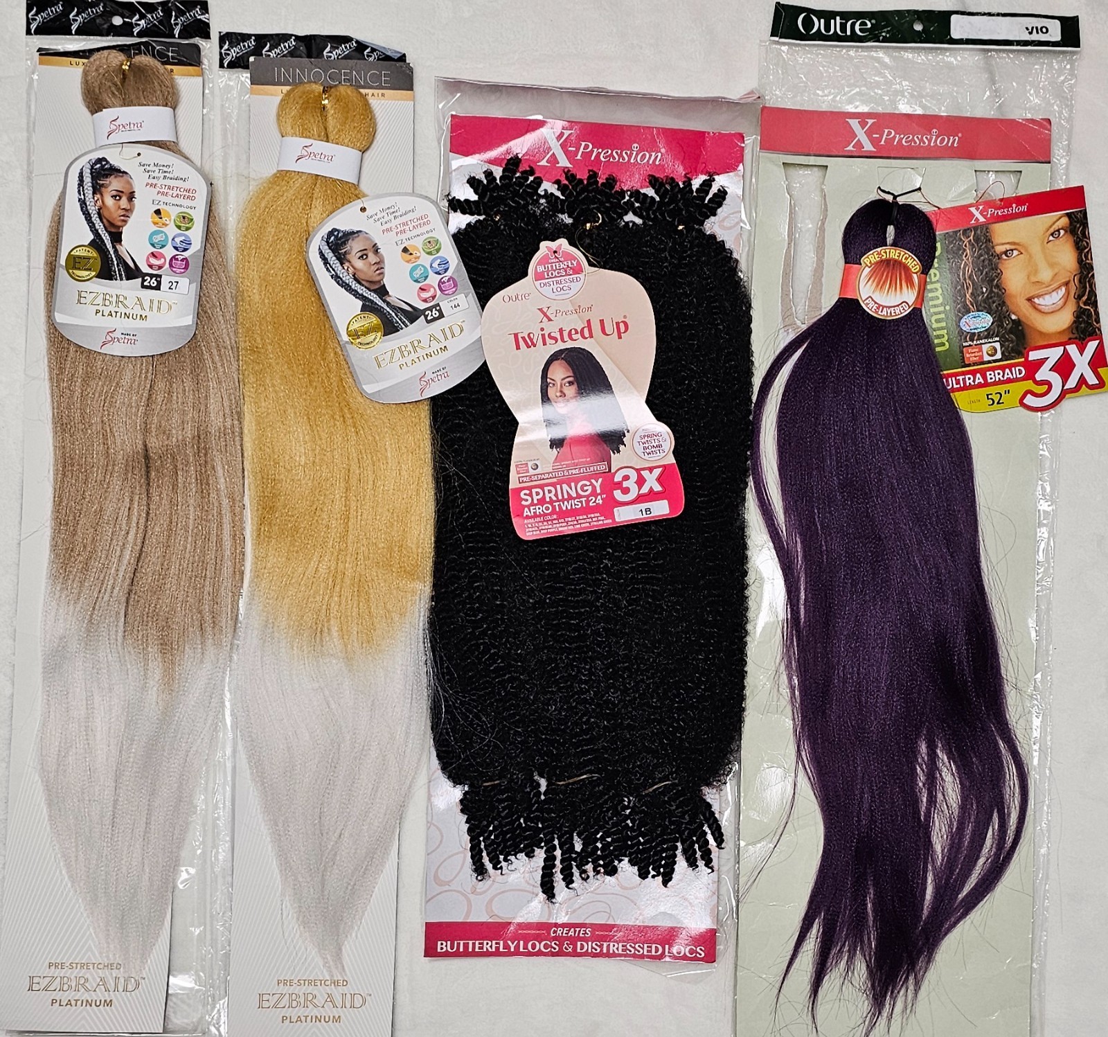 Outre X-Pression Ultra Braid, Twist-Up + Spetra Innocence EZBraid Platinum