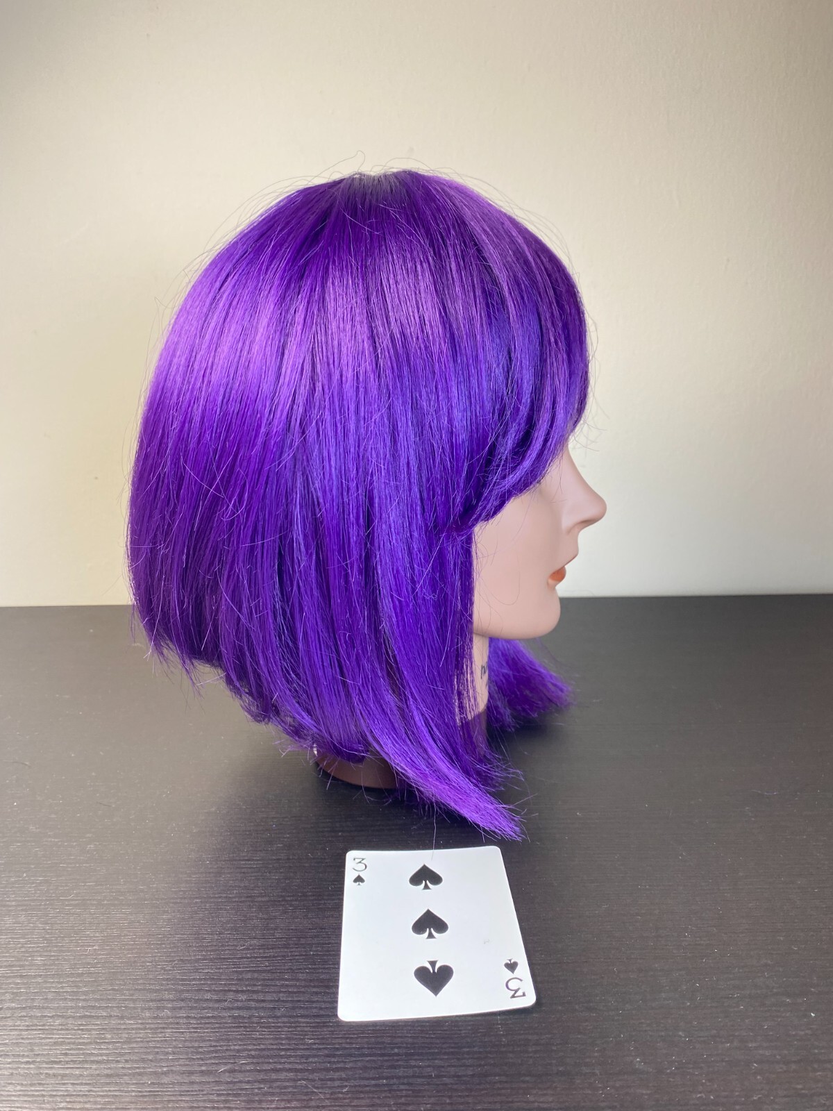 Beshe Purple Bob Curtain Bangs Wig Change of Pace Costume Collarbone