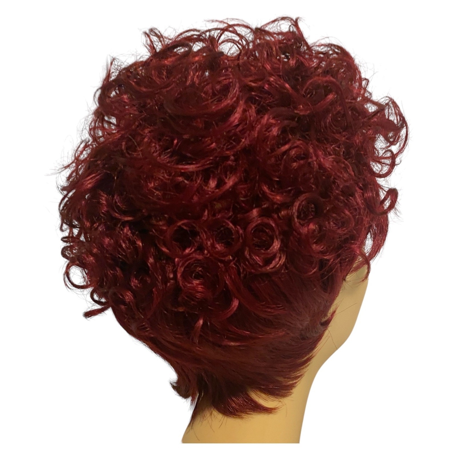 ASHRO Wig Curly Pixie Dk Burgundy Red Synthetic Hair for Women NWT A966W