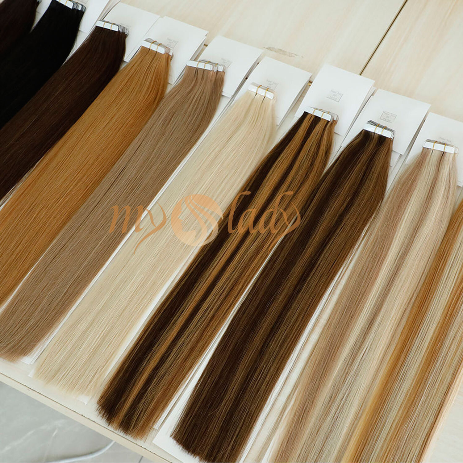12″-24″ Tape in Hair Extensions Remy Human Hair100G Full Head Straight Highlight