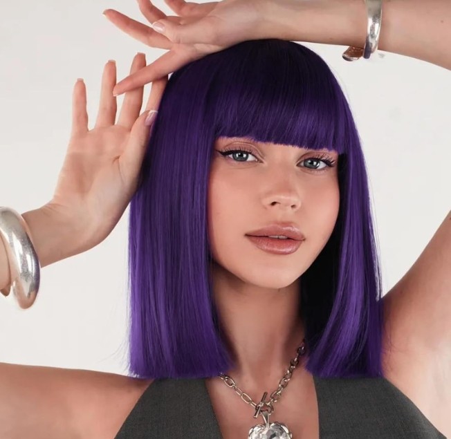 Women Short Straight Bob Wigs Heat Resistant Cosplay Party Halloween Wig 12 Inch