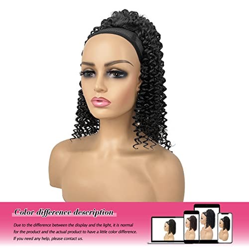 Deep Curly Drawstring Ponytail Extension for Black Women Black Afro 14 Inch 1b