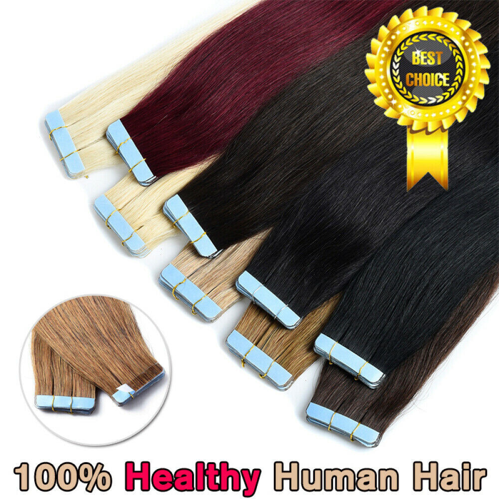 Tape in Hair Extensions Human Hair Invisible Glue PU Skin Weft Premium Remy Hair