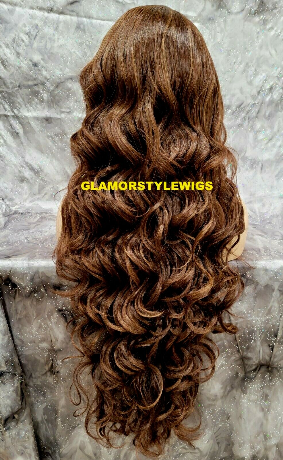 LACE FRONT FULL WIG EXTRA LONG WAVY LAYERED SIDE PART BROWN AUBURN MIX HEAT OK