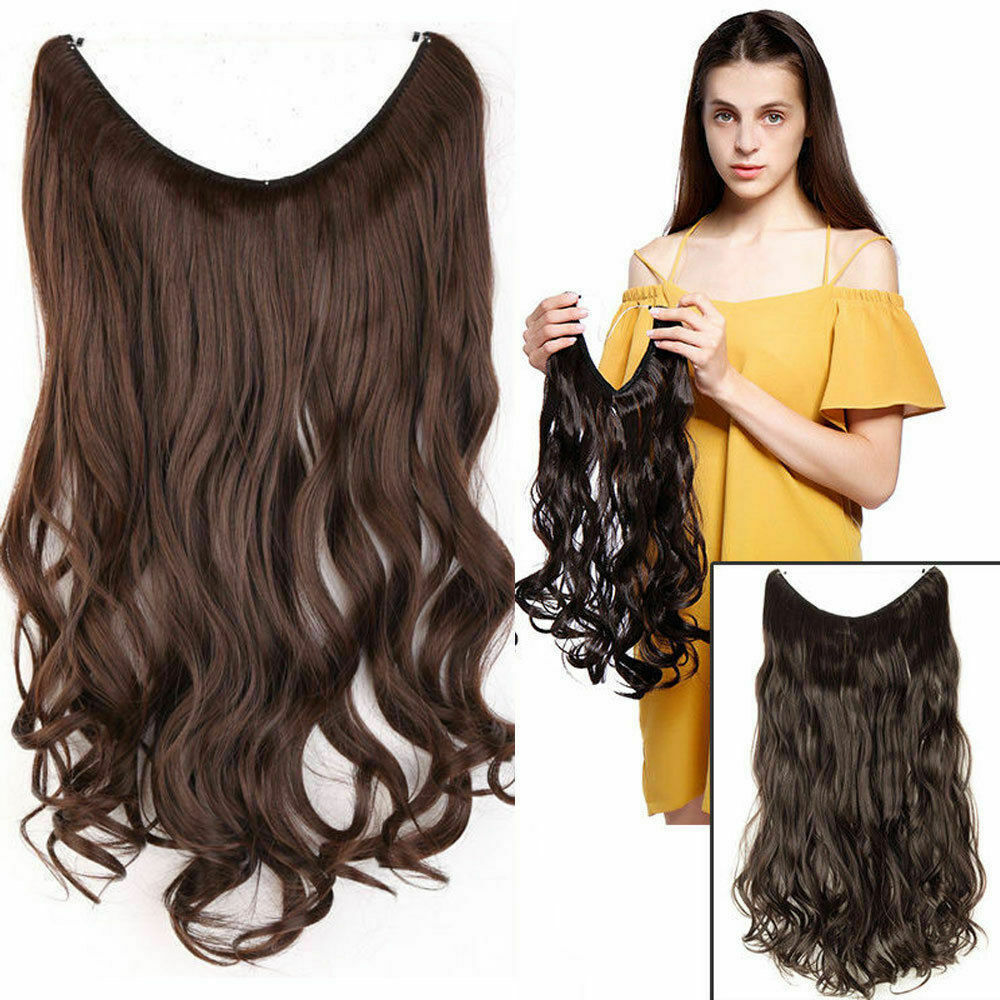 Thick Wavy 100% Remy Human Hair Extensions Invisible Secret Headband Wire 120g