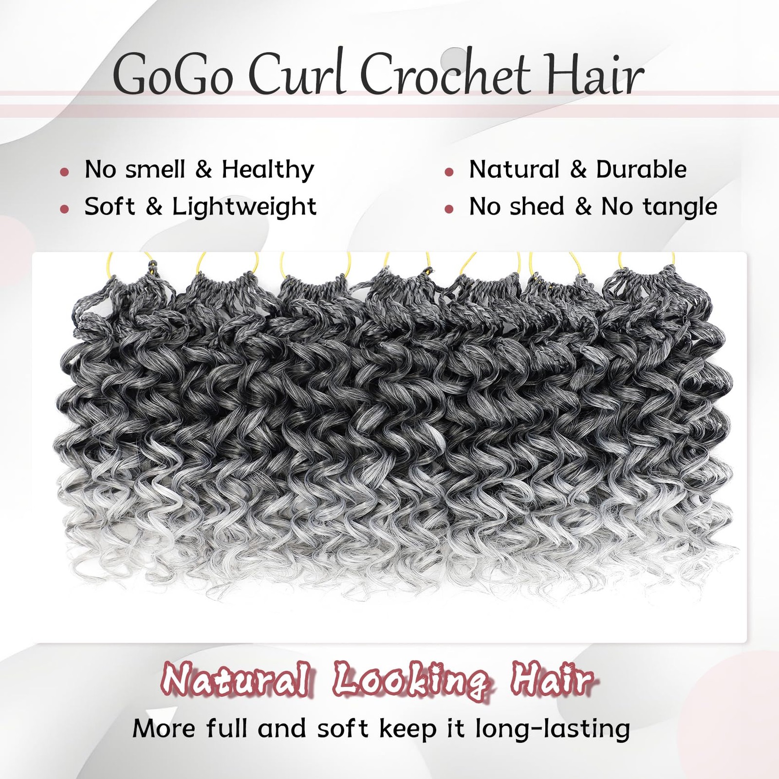 7 Packs Gogo Curl Grey Crochet Hair for 8 Inch Pre-Twisted Curly Crochet Hair…