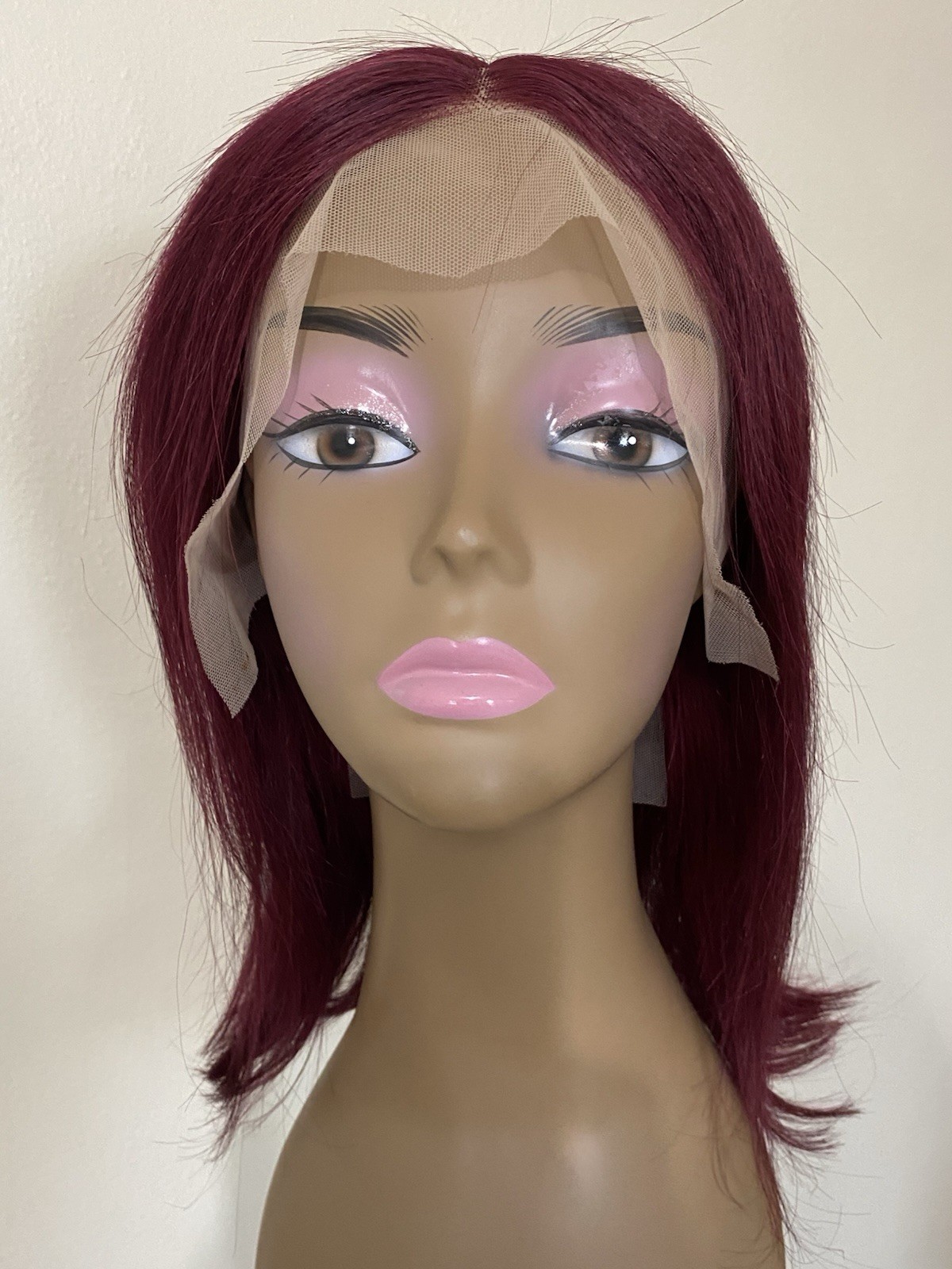 14 Inch 99J Burgundy Wig 13×4 Lace Front Human Hair Bob 150% Density Glueless