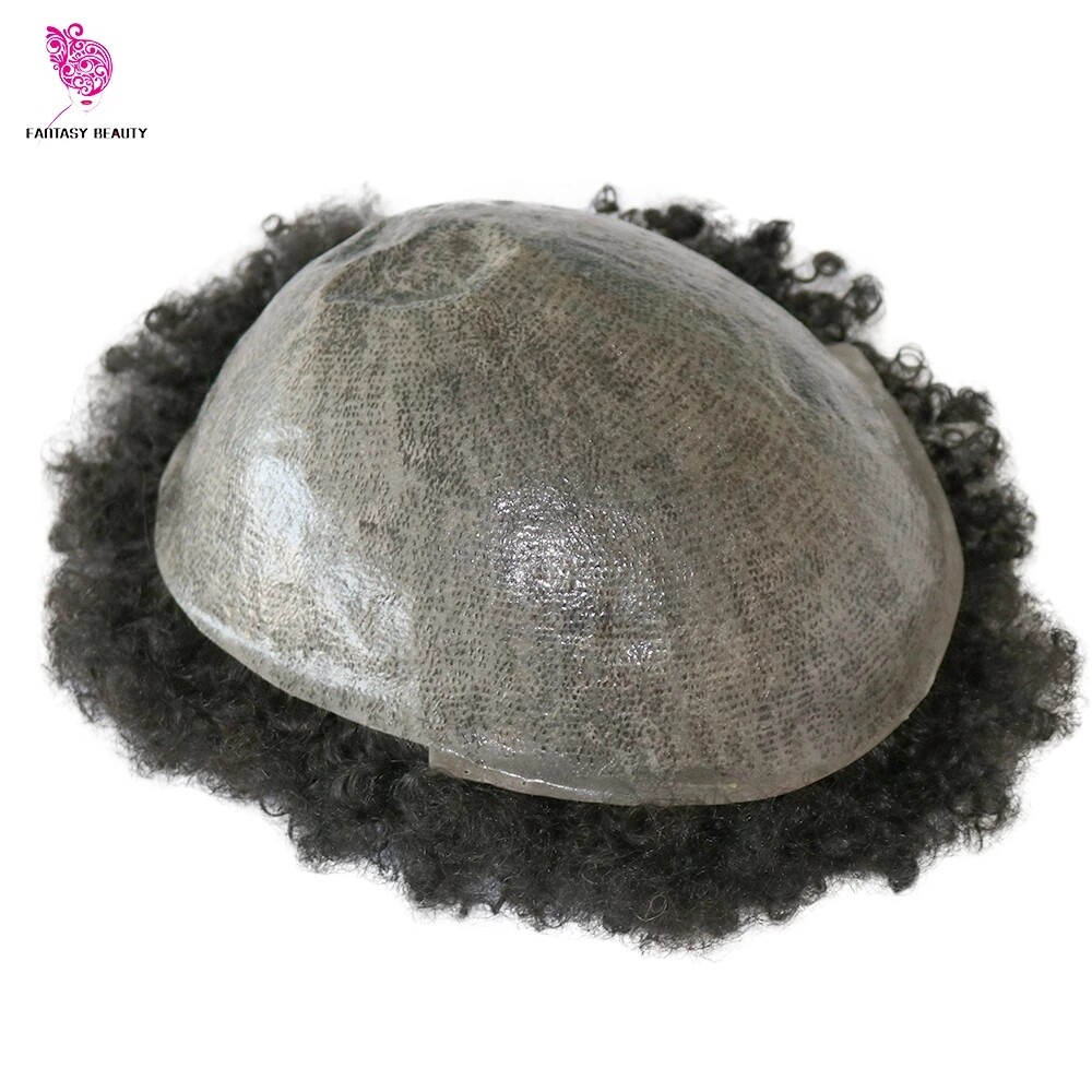 10MM Deep Curly Skin Thin Base Toupee Hair System Men Hairpiece Pu 360 Wave 8×10