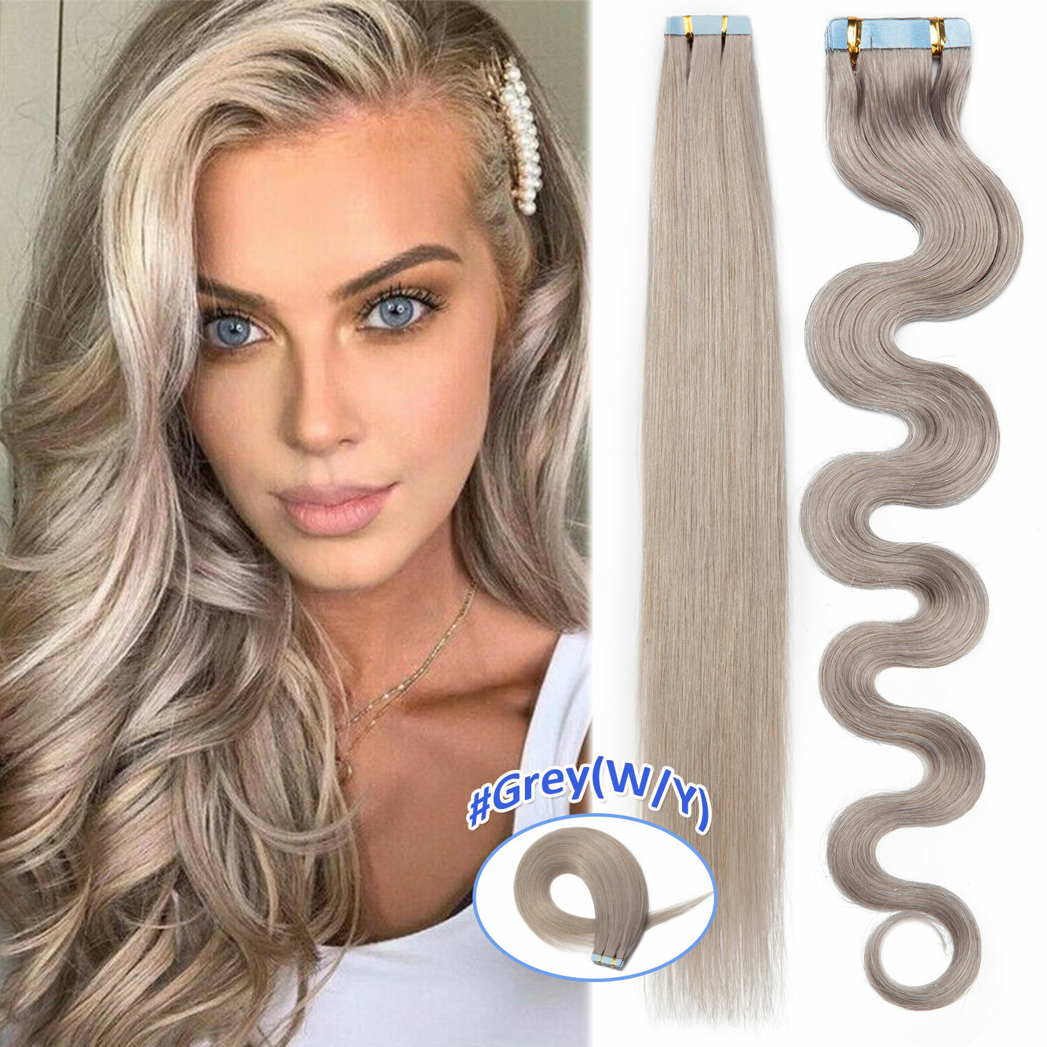 20PCS Mix Tape In 100% Remy Human Hair Extensions Full Head Skin Weft Body Wave