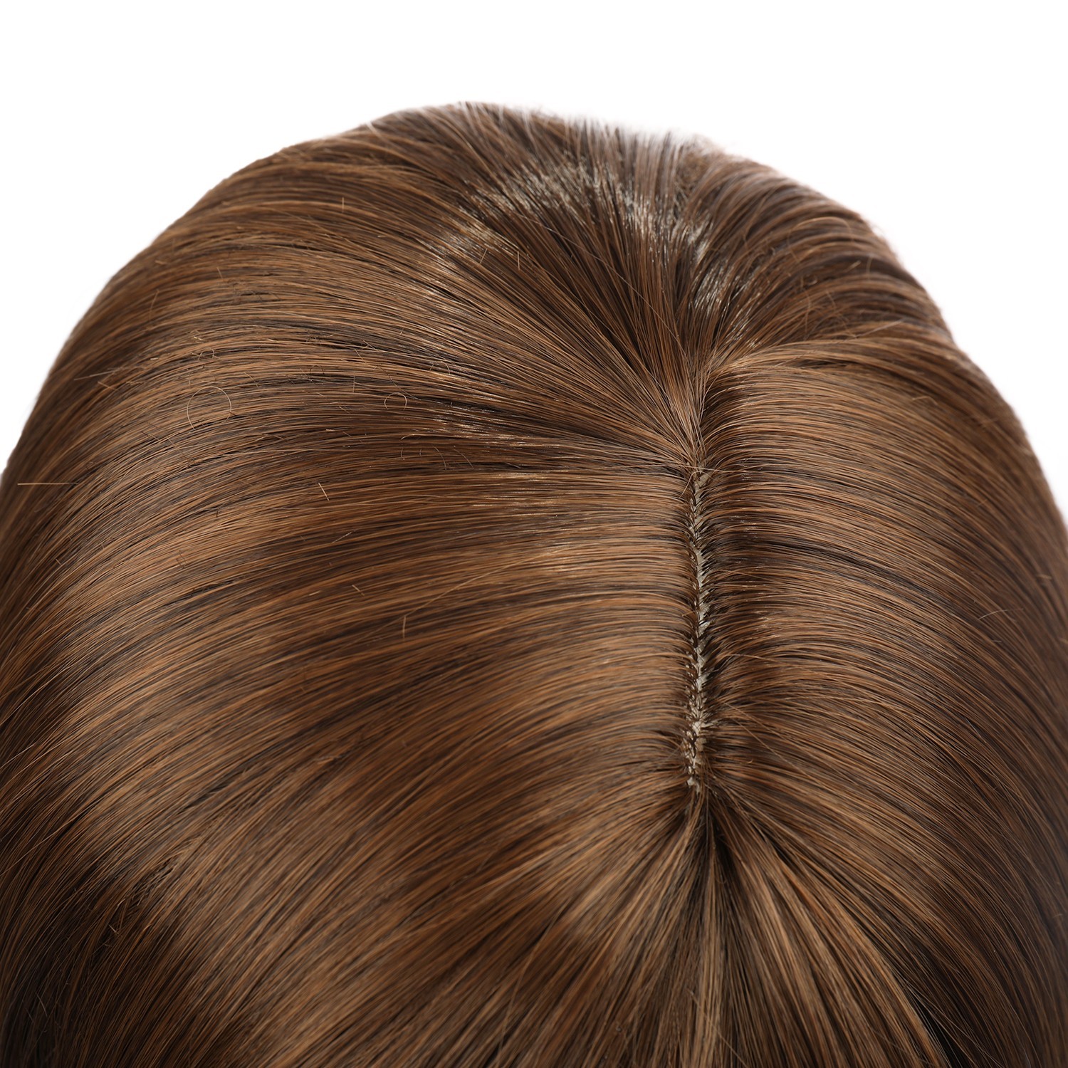55cm Color Brown High Temperature Fiber Hair Wigs With Bangs For Women Rose net