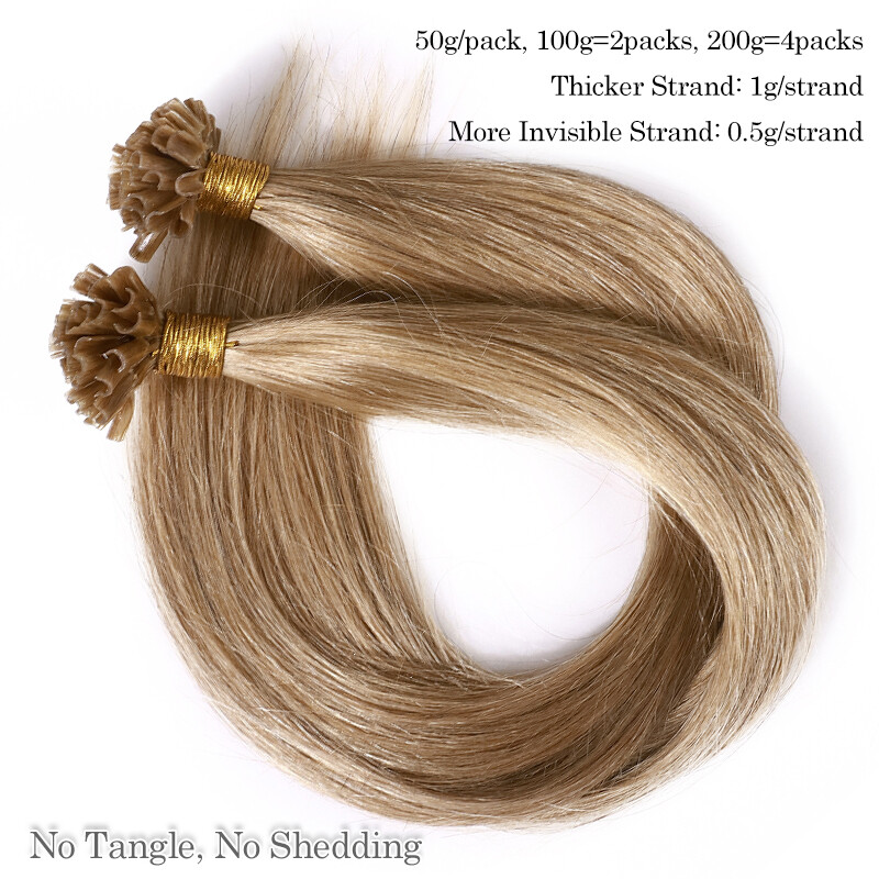 Keratin Bondings Nail U Tip 100% Human Remy Hair Extensions Thick Balayage Ombre