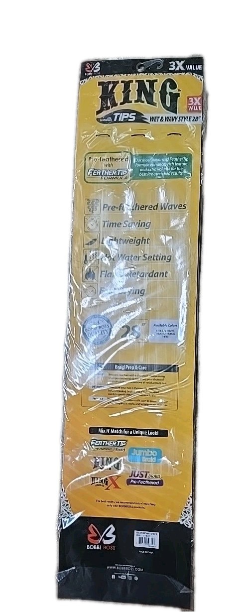 BOBBI BOSS / KING WET &WAVY 28″ Inch Pre-Feathered Tips – T1B/27 (3 Per Bag)