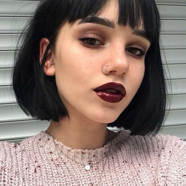 13″ Black Bob Wig with Bangs Short Bob Wigs Women Short Black Wig Heat Daily USA