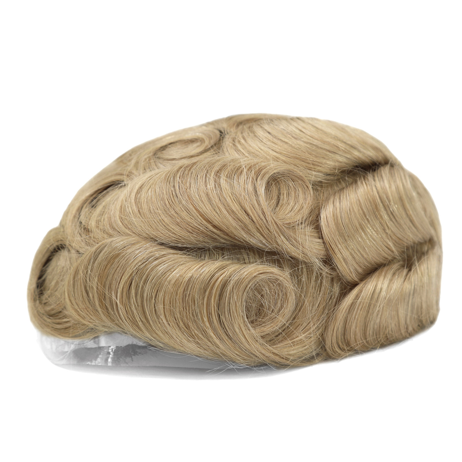 Natural Mens Toupee 0.08mm Thin Skin Human Hair Replacement System Hairpiece#22R