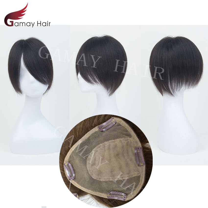 100% Remy Human Hair Topper Piece Straight Thin Clip in Top Hairpiece for Women