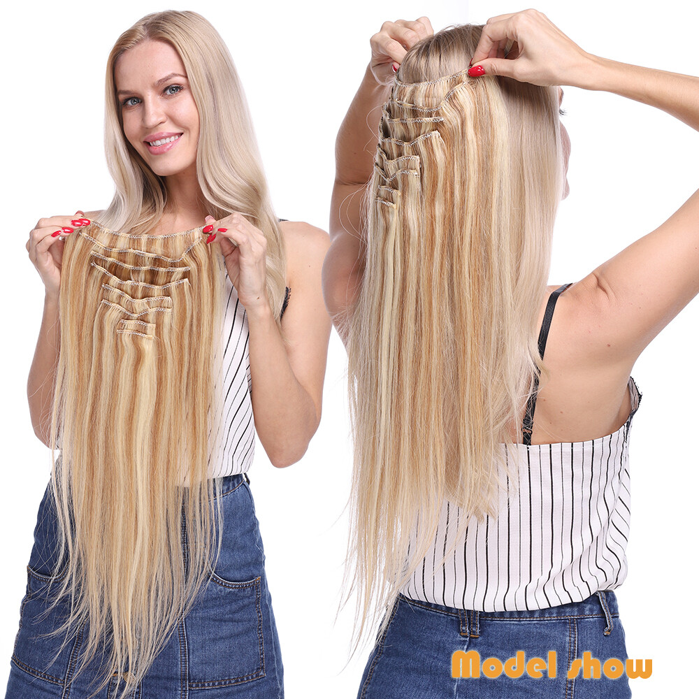 CLEARANCE Clip In Human Hair Extensions Full Head 100% Real Remy Weft Any Colors