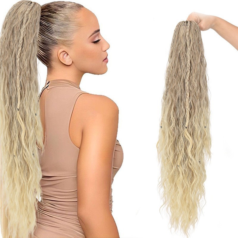Corn Wave Ponytail Extension Claw Clip 26″ Long Synthetic Women Fluffy