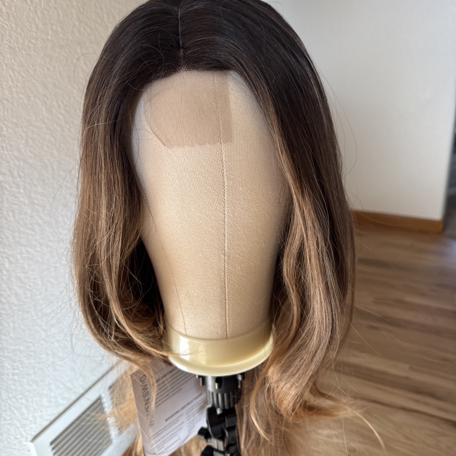 New Trend Wigs 33” Rooted Med Brown With Light Tips Highlights 60