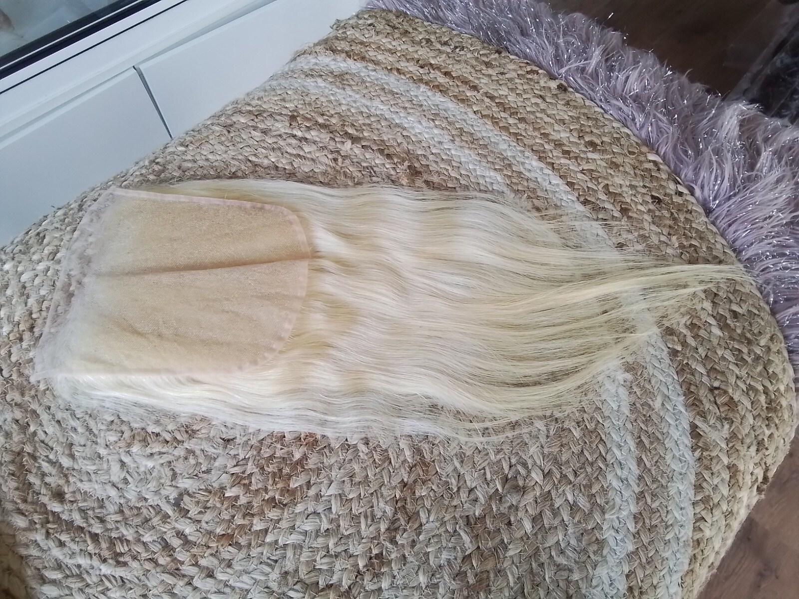 12A 18″ RUSSIAN HUMAN HAIR STRAIGHT PURE BLONDE 613# 7X7 WIDER LACE CLOSURE 90g