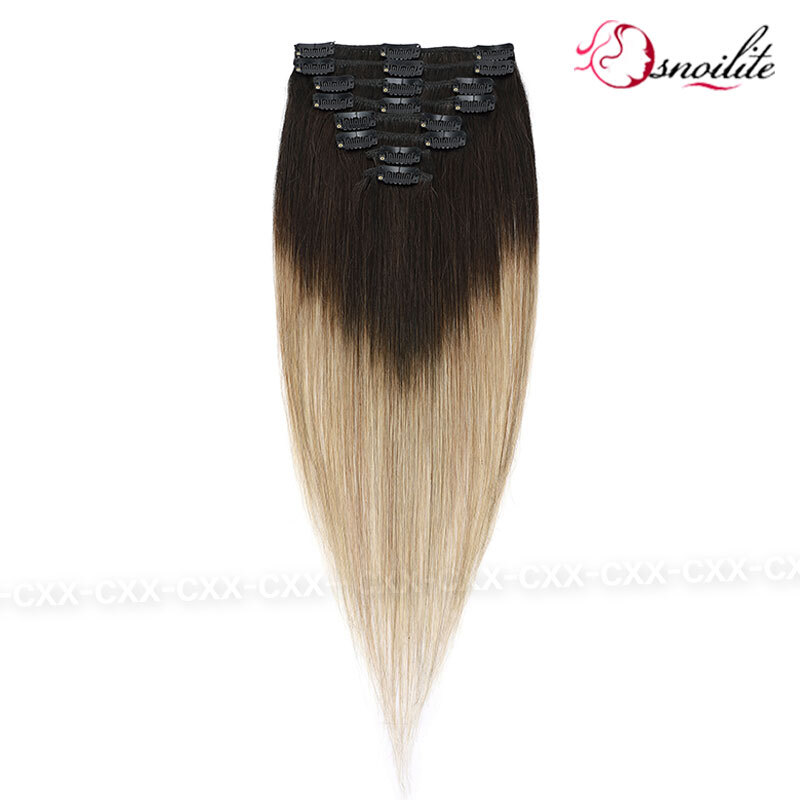 Smooth&Soft 100% Human Hair Extensions 8 Pieces Clip In Real Remy Hair FULL HEAD