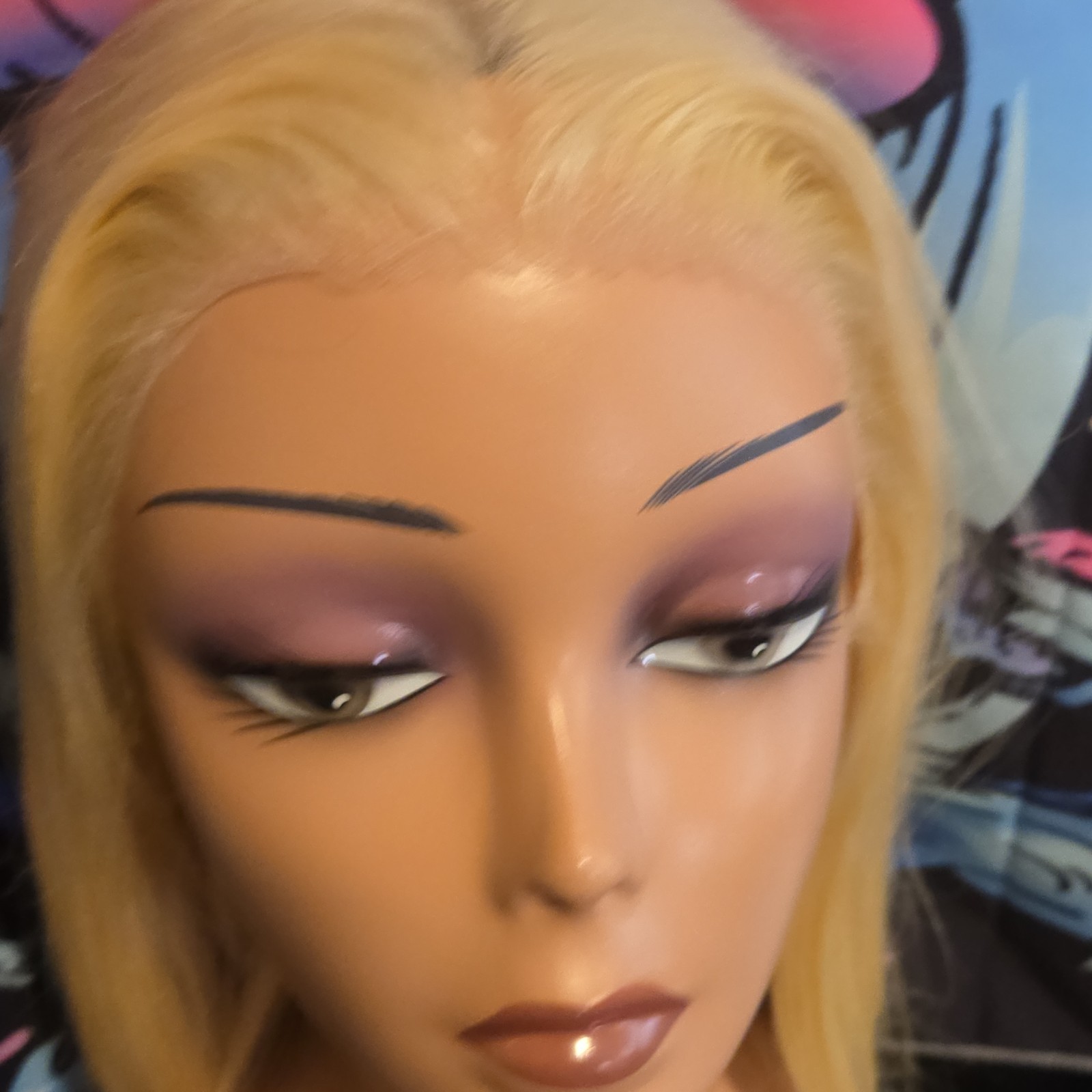UNice Glueles Lace Front Human Straight Blonde Wig Middle Part 24in / 234gm