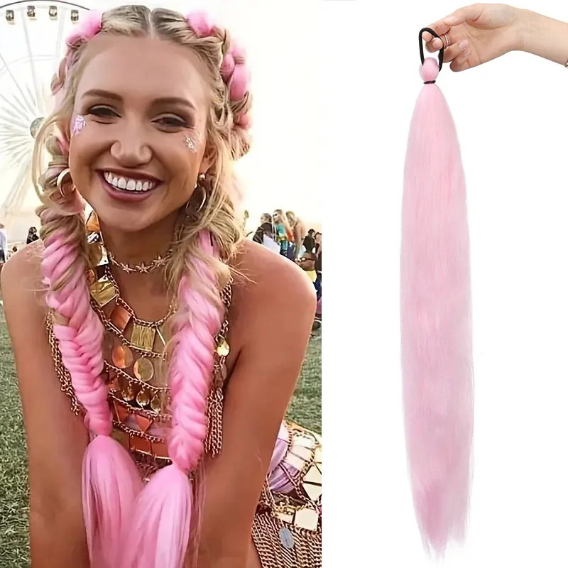 Synthetic Ombre Elastic Band Ponytail Hair Extension DIY Twist Braid for Women