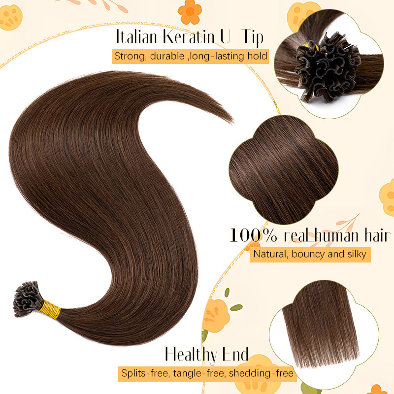 300S Keratin Pre Bonded Nail U Tip 100% Remy Human Hair Extensions Thick 150G US