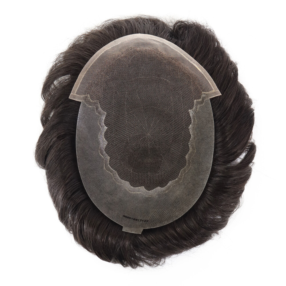 Mens Toupee Hairpiece Human Hair LACE Thin Skin Basement Wigs Replacement System