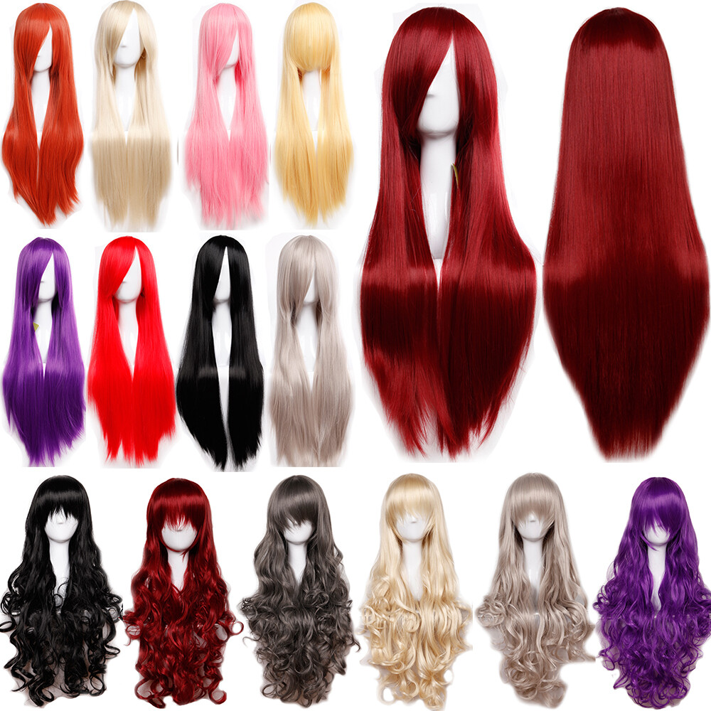 Popular Wavy Ombre Dark Red Cosplay Wig Women Colorful Costume Synthetic Wig Gm4