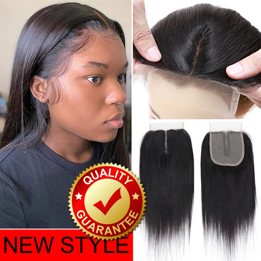 Pre Plucked 4*4 Lace Closure Brazilian Virgin Human Black Hair Extensions 8″-16″