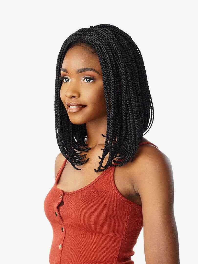 Women Synthetic Black Box Braided Wigs Short Bob Cornrow Braids Wigs None Lace