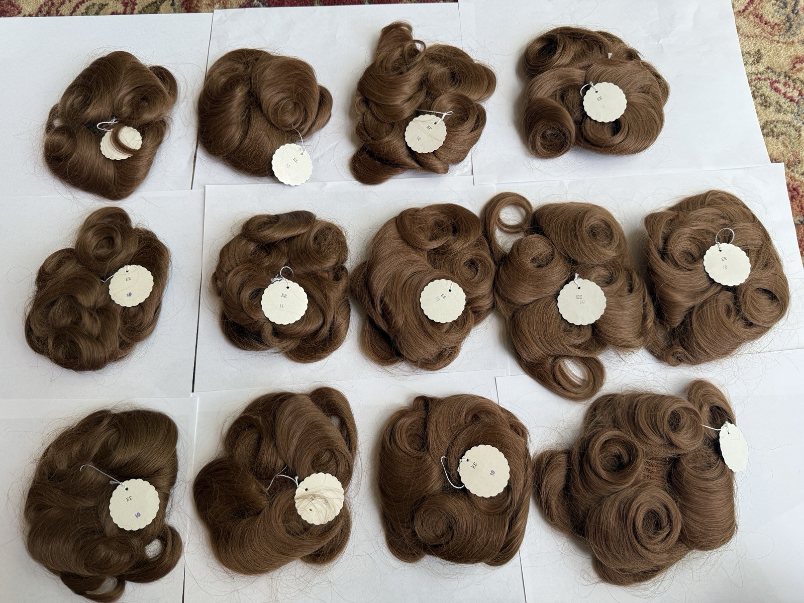 100% Human Hair Wiglet Light Brown 10 Messy Curly Swirls Clip Back Extension New