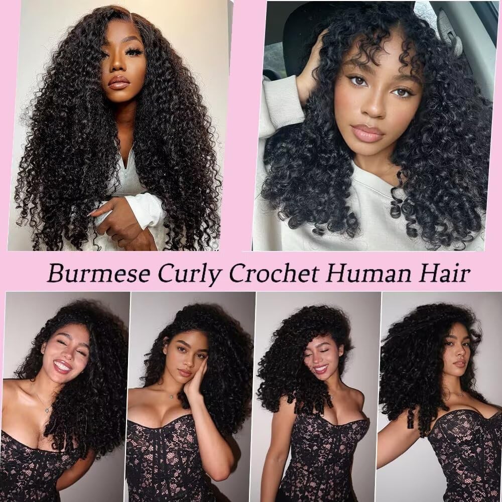 Perismoda Feather Crochet Human Hair 14 Inch Crochet Burmese Curly 15A 100