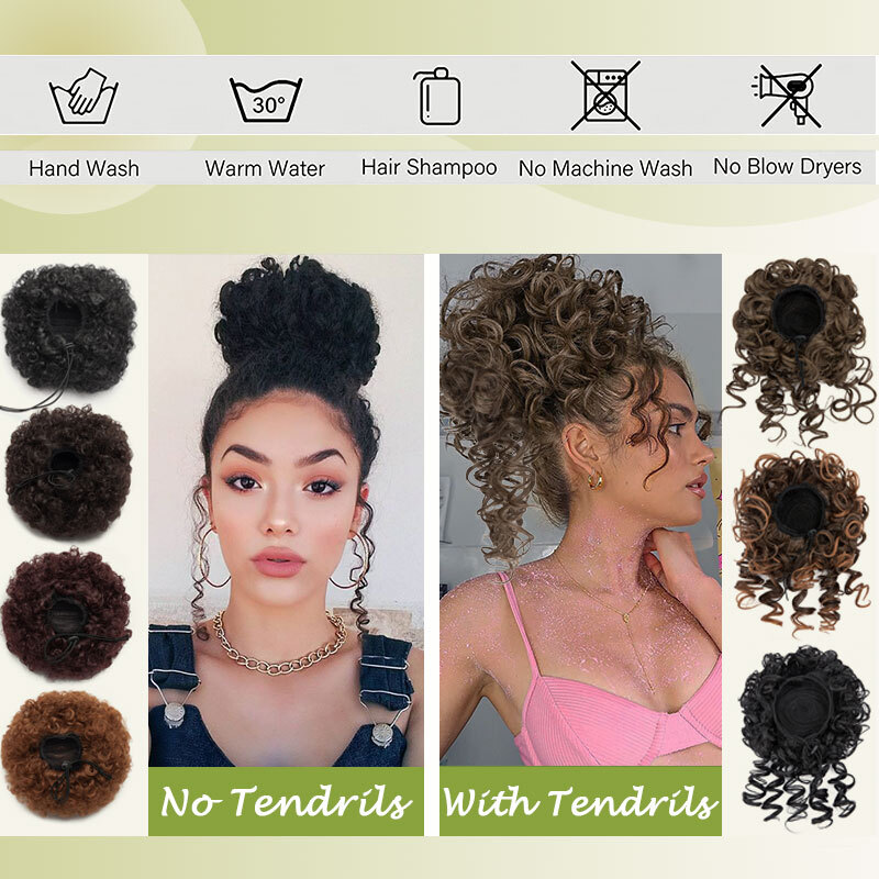 Afro Puff Drawstring Ponytail Kinky Curly Synthetic Hair Chignon Bun Extension