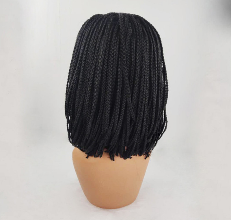 Women Synthetic Black Box Braided Wigs Short Bob Cornrow Braids Wigs None Lace