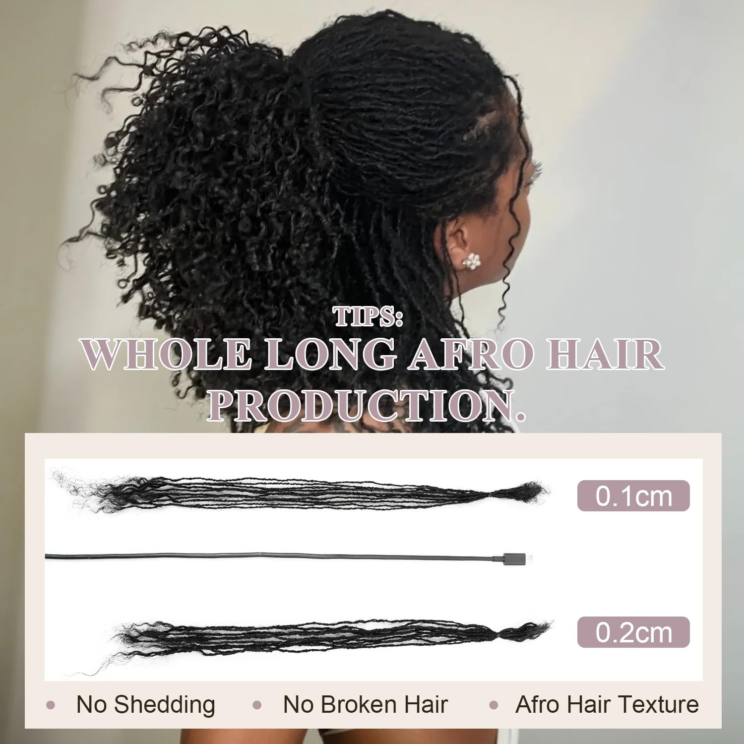 Originea 16″ Curly Micro Loc Extensions Interlocked Sister Locs 0.1-0.4mm